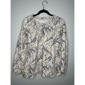 NEW H Halston Studio Sweater Womens Large Marble Print Pullover Long Sleeve